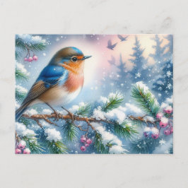 Schöne Vogel- und Winterlandschaft 5 Postkarte