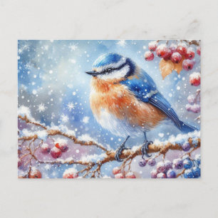 Schöne Vogel- und Winterlandschaft 7 Postkarte