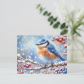 Schöne Vogel- und Winterlandschaft 7 Postkarte (Stehend Vorderseite)