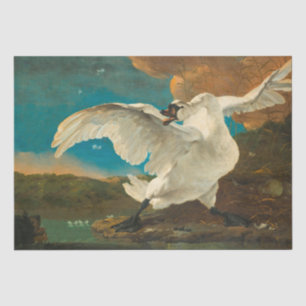 Schöne Vögel, Vintage Malerei mit weißem Schwan Seidenpapier
