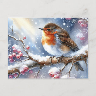 Schöne Vögel Winterlandschaft 13 Postkarte