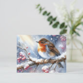 Schöne Vögel Winterlandschaft 13 Postkarte (Stehend Vorderseite)