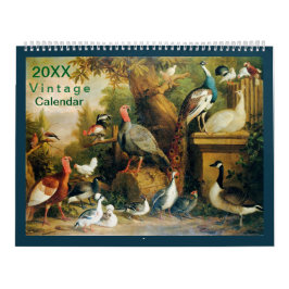 Schöne Vogelsammlung mit Vintag-Feel Kalender