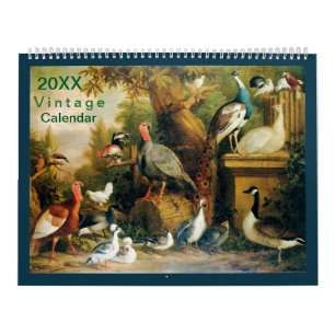 Schöne Vogelsammlung mit Vintag-Feel Kalender