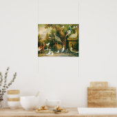 Schöne Vogelsammlung mit Vintag-Feel Poster (Küche)