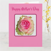 Schöne volle rosa Rose Muttertag Karte (Gelbe Blume)