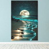 Schöne Vollmond Beach Starry Night Leinwanddruck (Insitu (Holzboden))