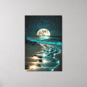 Schöne Vollmond Beach Starry Night Leinwanddruck (Vorderseite)