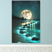 Schöne Vollmond Beach Starry Night Leinwanddruck (Insitu (Holzboden))