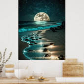 Schöne Vollmond Beach Starry Night Poster (Küche)