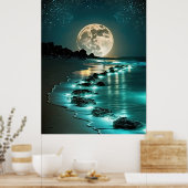 Schöne Vollmond Beach Starry Night Poster (Küche)