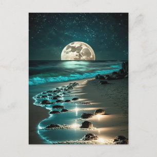 Schöne Vollmond Beach Starry Night Postkarte