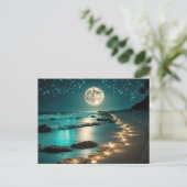 Schöne Vollmond Beach Starry Night Postkarte (Stehend Vorderseite)