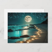 Schöne Vollmond Beach Starry Night Postkarte (Vorne/Hinten)