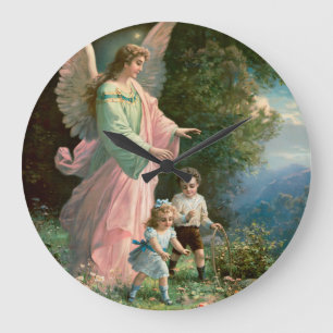 Schöne Wächter Angel Wächter Kinder Große Wanduhr
