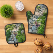 Schöne Waldschablone Foto Sonnenlichtbäume Fotovor Ofenhandschuh & Topflappen-Set (Oben Unten)