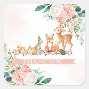 Schöne Waldtierdusche für Mädchen Quadratischer Aufkleber