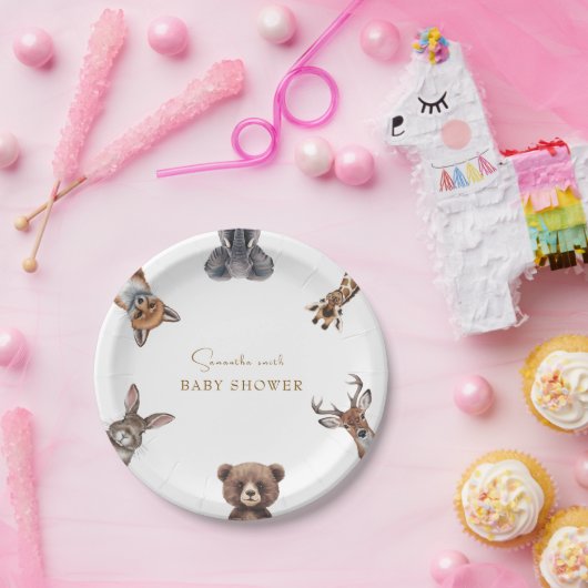 Schöne Waldtiere Babydusche Pappteller (Party)