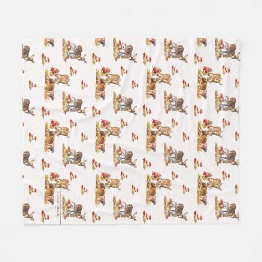 Schöne Waldtiere Herbst Art Muster Fleecedecke (Vorderseite (Horizontal))