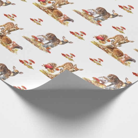 Schöne Waldtiere Herbst Art Muster Geschenkpapier (Ecke)