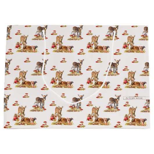 Schöne Waldtiere Herbst Art Muster Große Geschenktüte (Vorderseite)