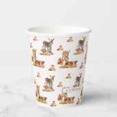 Schöne Waldtiere Herbst Art Muster Pappbecher (Rückseite)