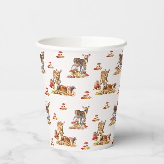 Schöne Waldtiere Herbst Art Muster Pappbecher (Links)