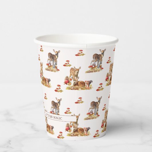 Schöne Waldtiere Herbst Art Muster Pappbecher (Rechts)