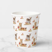 Schöne Waldtiere Herbst Art Muster Pappbecher (Vorderseite)