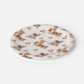 Schöne Waldtiere Herbst Art Muster Pappteller (Schrägansicht)