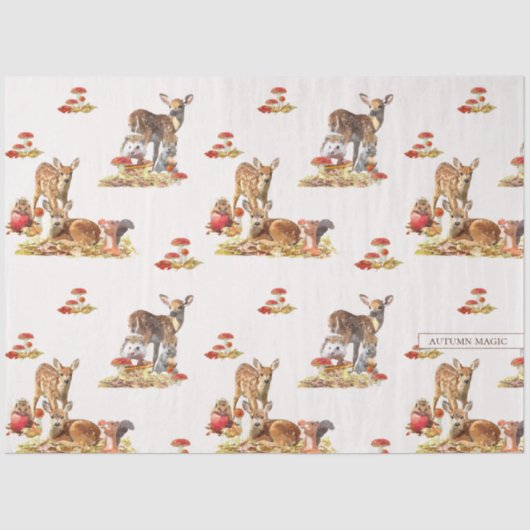 Schöne Waldtiere Herbst Art Muster Seidenpapier (Vorderseite)