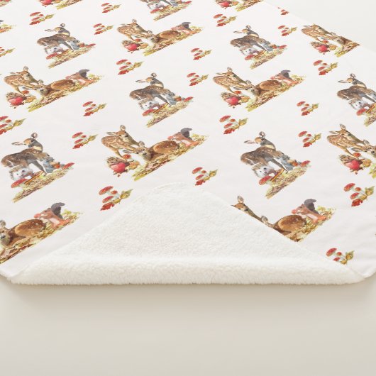 Schöne Waldtiere Herbst Art Muster Sherpadecke (3/4)