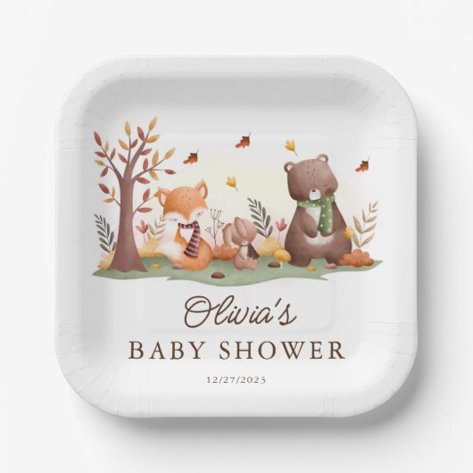 Schöne Waldtiere Pappteller (Vorderseite)