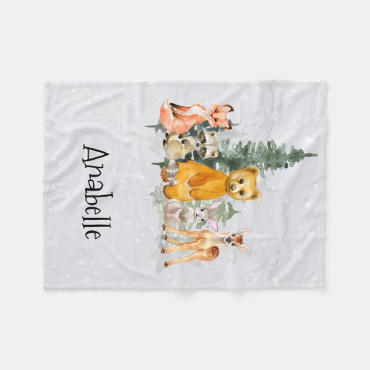 Schöne Waldtiere Schnee Fleecedecke (Vorderseite (Horizontal))