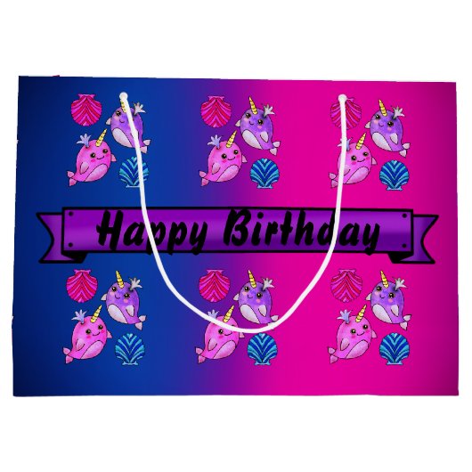 Schöne Wale mit Seashells Große Geschenktüte (Rückseite)