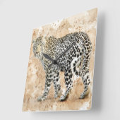 Schöne Wall-Uhr - Leopard Quadratische Wanduhr (Winkel)