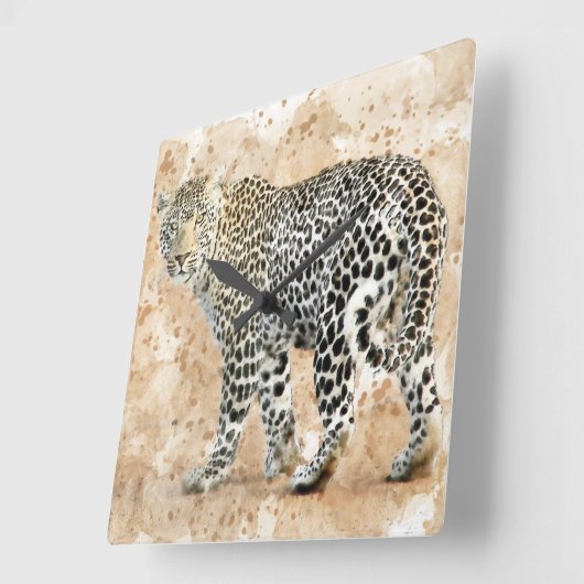 Schöne Wall-Uhr - Leopard Quadratische Wanduhr (Winkel)