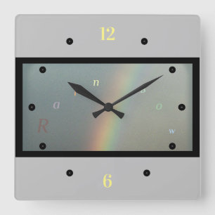 Schöne Wall-Uhr - Regenbogen Quadratische Wanduhr