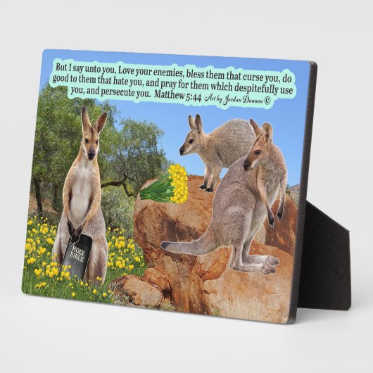Schöne Wallaby Scripture Plaque Matthew 5:44 Fotoplatte (Seite)