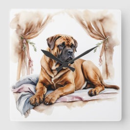 SCHÖNE WASSERCOLOR BOERBOEL DOG QUADRATISCHE WANDUHR