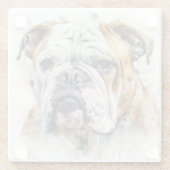SCHÖNE WASSERCOLOR-BROWN-WEISSE BULLDOG-GESICHT GLASUNTERSETZER (Rückseite)