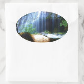 Schöne Wasserfall Dschungel Landschaft Ovaler Aufkleber (Tasche)