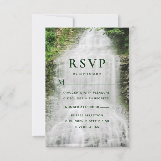 Schöne Wasserfall Hochzeit RSVP (Vorderseite)