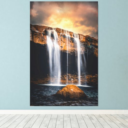 Schöne Wasserfall Landschaft Leinwanddruck (Insitu (Holzboden))