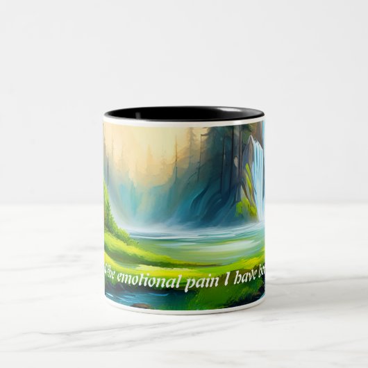 Schöne Wasserfall-Mantra-Kaffee-Tasse Zweifarbige Tasse (Mittel)