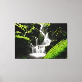 Schöne Wasserfall Moss Rocks Naturfotografie Leinwanddruck