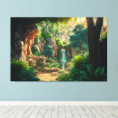 Schöne Wasserfall Szene Canvas Print Leinwanddruck (Insitu (Holzboden))