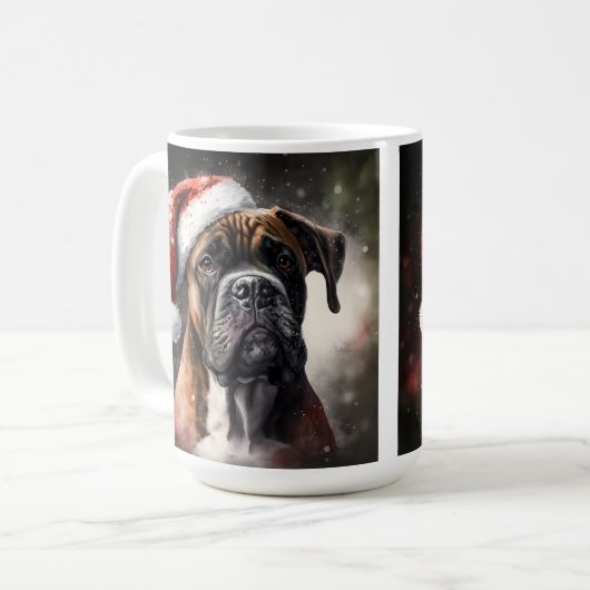 SCHÖNE WASSERFARBBOXER HUNDERCHRISTMAS KAFFEETASSE (Vorderseite Links)