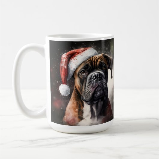 SCHÖNE WASSERFARBBOXER HUNDERCHRISTMAS KAFFEETASSE (Links)