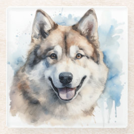 SCHÖNE WASSERFARBE AKITA HUNGE FELD GLASUNTERSETZER